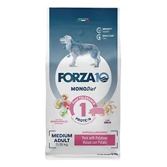 Forza10 Medium Mono Diet Pork With Potatoes sausas maistas vidutinio dydžio šunims su kiauliena ir bulvėmis, 12 kg
