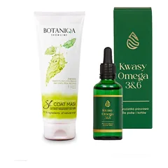 BOTANIQA intensyvi gydomoji kolageno ir keratino kaukė 250ml + LAB-V Omega 3 ir 6 riebalų rūgštys bendrai šunų ir kačių sveikatos, kailio ir odos būklei gerinti 100ml