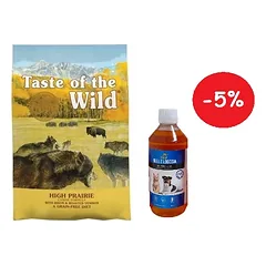 Taste of the Wild High Prairie 2kg + LAB V Lašišų aliejus šunims ir katėms 250ml