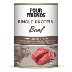 Four Friends Single Protein Beef konservai šunims su jautiena, 400 g