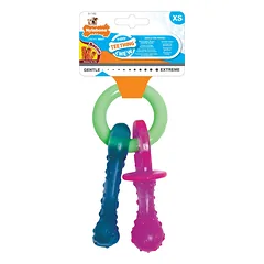 Nylabone Bacon Puppy Pacifier Chew - lankstus kramtomasis žaislas šuniukams, su šoninės kvapu