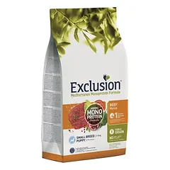 Exclusion Mono Protein begrūdis sausas pašaras mažų veislių mažiems šuniukams su jautiena S, 7 kg parduotuvėje ramiosblusos.lt