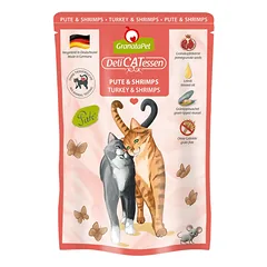 GranataPet DeliCatessen kalakutiena ir krevetės - be grūdų šlapias maistas su kalakutiena ir krevetėmis, maišeliai katėms