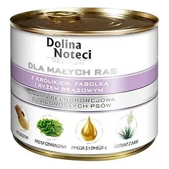 Dolina Noteci PREMIUM mažų veislių šunims su triušiena, pupelėmis ir ryžiais 12x185g
