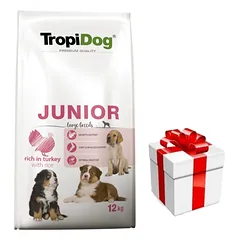 TROPIDOG Premium Junior L su kalakutiena ir ryžiais 12kg + Staigmena ŠUNIUI