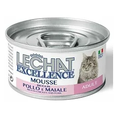 LeChat Excellence Mousse Adult su vištiena ir kiauliena, drėgnas maistas katėms 85 g