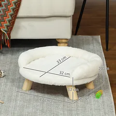 Augintinio lova katėms ir mažiems šunims iki 5 kg, su skalbiamu pliušiniu užvalkalu, 47 x 40 x 20 cm, kreminės baltos spalvos — 3 nuotrauka