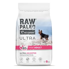 RAW PALEO Ultra sausas maistas mažų veislių suaugusiems šunims su kiauliena 8 kg