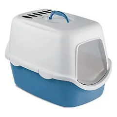 Stefanplast Kačių tualetas CatHY su dangčiu ir filtru (mėlynas/baltas) 56x40x40cm