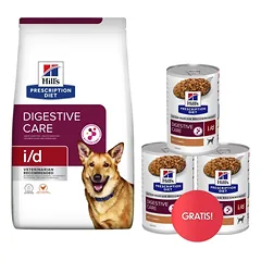 HILL'S Prescription Diet i/d Activ Biome Digestive Care Chicken Dog 12 kg jautrios virškinimo sistemos šunims + 3 skardinės