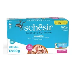 Schesir Complete Nutrition Filet sultinyje, drėgnas maistas katėms, ekonominė pakuotė 24 x 50 g