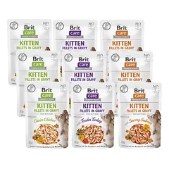 BRIT CARE Kačių kačių kačiukų filė Gravy Mix Smaków su šaltalankiais ir Nasturtium 9x85g