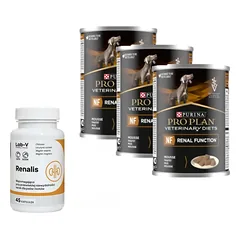 PURINA Veterinary PVD NF Renal Function 3x400g skardinė + LAB-V Renalis 45 kapsulėsj