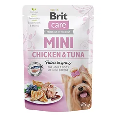 BRIT CARE Mini Chicken&Tuna fillets in gravy konservai šunims su vištiena ir tunu 85 g