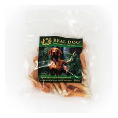 Real Dog skanėstai šunims, vištienos kulšelė ant kalcio kauliuko, 500 g