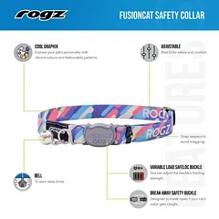 ROGZ FusionCat žydras antkaklis 11mm 20-31cm — 2 nuotrauka