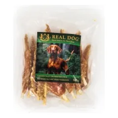 Real Dog SNACKS Vištienos file ant odos pagaliukų (plunksnos) 500g