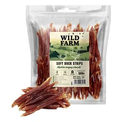 WILD FARM Minkšti anties juostelės 500g skanėstai šunims