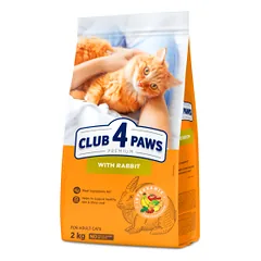 CLUB 4 PAWS Premium Visavertis pašaras suaugusioms katėms su triušiena, 2 kg
