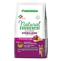 NATURAL TRAINER Cat adult Sterilised HAM su vytintu kumpiu 1.5kg