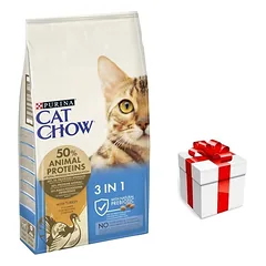 PURINA Cat Chow 3in1 turtingas kalakutienos ėdalas 15kg + STAIGMENA KATEI