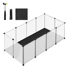 Skaidrus mažų gyvūnų aptvaras 143x73x46cm., juodos spalvos