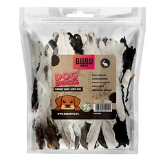 Bubu Pets Rabbit Ear with fur džiovintos triušio ausys su kailiu 300g
