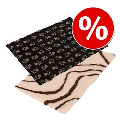Sparpaket: Vetbed® Isobed SL Wave, creme/braun + Vetbed® Isobed SL Paw, schwarz