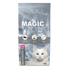 Magic Cat Litter Magic Litter Bentonite Ultra White with Carbon aglomeruojantis kraikas kačių tualetui, 5 l — 2 nuotrauka
