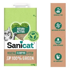 Sanicat Natura Activa 100% Green kraikas katėms, 2,5 kg — 2 nuotrauka