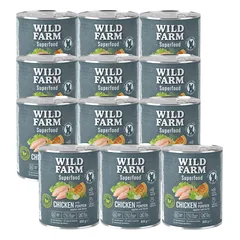 WILD FARM Superfood Chicken (Vištiena su moliūgais, obuoliais ir žolelėmis) 12x800 g pašaro šunims be grūdų