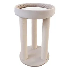 Tvirta, medinė draskyklė su trimis stulpais ir guoliu, 82cm (pasirenkama spalva, virvė)