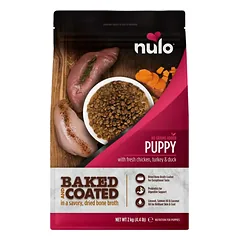 Nulo Baked & Coated sausas maistas šuniukams, su  vištiena, kalakutiena ir antiena, 2kg