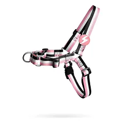 Dashi Stripes Pink & Black Priekinė Petneša - Norvegiška petneša šunims, neleidžianti traukti, su juostelėmis