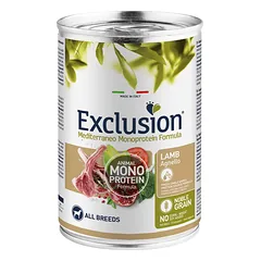 Exclusion Mono Protein Mediterraneo konservuotas pašaras šunims su ėriena, 400 g.