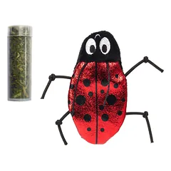 KONG Cat Refillables Catnip Ladybug - kačių žaislas su katžole, blizgantis boružėlės formos žaislas su katžolės atsargomis