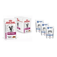 ROYAL CANIN Cat Early Renal 12x85g paketėlis + ENZO VET Renal su jautiena želė katėms 3x100g