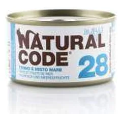 Natural Code 28 drėgnas maistas suaugusioms katėms su tunu ir jūros gėrybėmis, 85 g