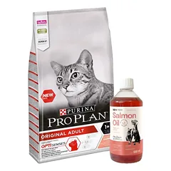 PURINA Pro Plan Original Adult Salmon 10kg + LAB V Lašišų aliejus šunims ir katėms 500ml