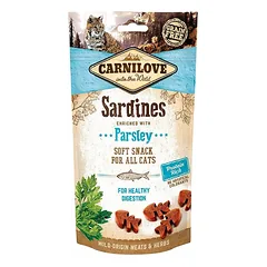 CARNILOVE Semi moist snacks švelnus skanėstai su sardinėmis ir petražolėmis 50 g
