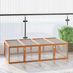 Mažų gyvūnų aptvaras PawHut 181x100x48cm., rudos spalvos — 2 nuotrauka