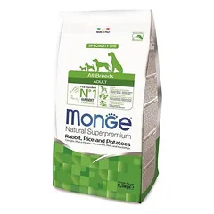 Monge ALL BREEDS Adult triušiena, ryžiai ir bulvės sausas maistas suaugusiems šunims su triušiena, ryžiais ir bulvėmis, 2,5 kg