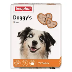 Beaphar DOGGY’S Lever vitaminingas papildomas maistas šunims su kepenų skoniu, 75 tabletės