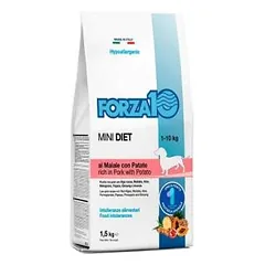 Forza10 Mini Diet Low Grain with Pork and Potato dietinis, sausas maistas mažų veislių šunims, su maisto netoleravimu ir alergijomis, 1,5 kg parduotuvėje petreon.lt