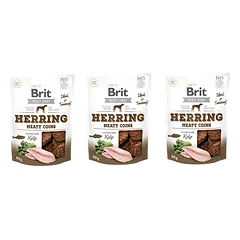 BRIT Jerky Snack Herring Meaty Coints 3x80g