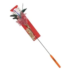 Camon žaislas katėms lazdelė su plunksnomis ir minkšta oranžine rankena, 65 cm