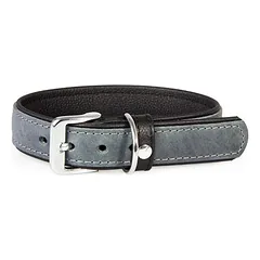 Das Lederband Hundehalsband Vancouver Granite/Black