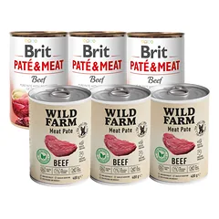 Wild Farm Pate Beef 3x400g ėdalas šunims be glitimo + BRIT PATE & MEAT BEEF 3x400g