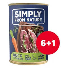 SIMPLY FROM NATURE Šlapias ėdalas šunims Antis su morkomis 6 x 400 g + 1 nemokamai