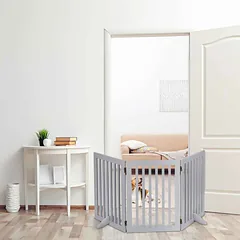 Apsauginiai varteliai naminiams gyvūnėliams Relaxdays 10036752_1088, 3 dalių, Pilki, 154 × 70 × 30 cm — 2 nuotrauka